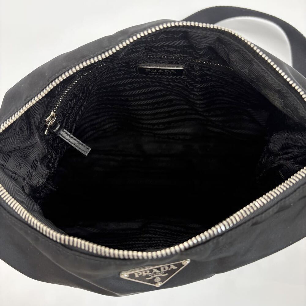 PRADA Pocono Tessuto leather shoulder bag black triangular white - Picture 7 of 9